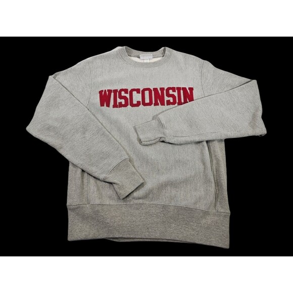 SLV Men's S Champion WISCONSIN BADGERS Reverse Weave NCAA Crew Neck Sweatshirt - Picture 1 of 7